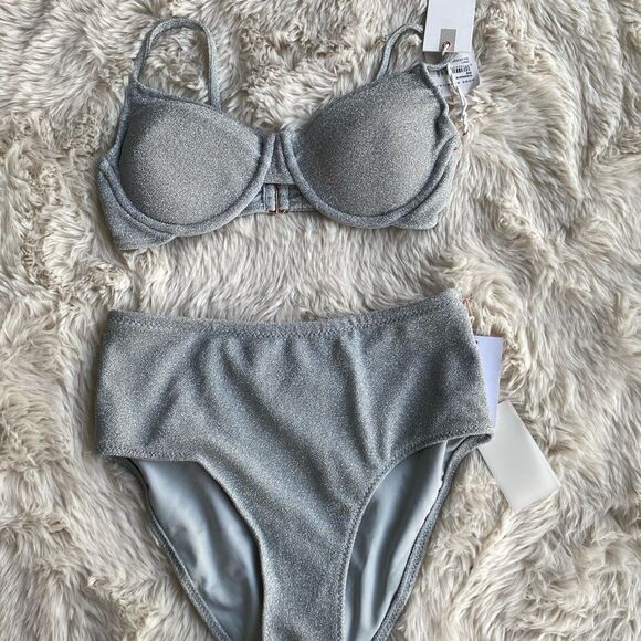 Good American Other - Good American Silver Sparkly Demi Bra Bikini Bottoms